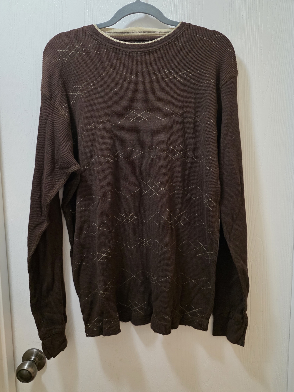 Vintage Point Zero Alternative Movement Argyle Knit Long Sleeve XL Brown